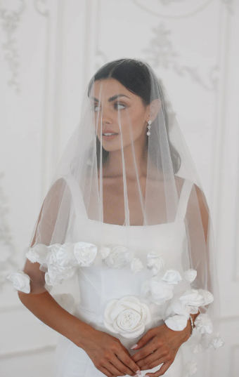 Untamed Petals Isabelle Rosette Veil #0 default Ivory thumbnail