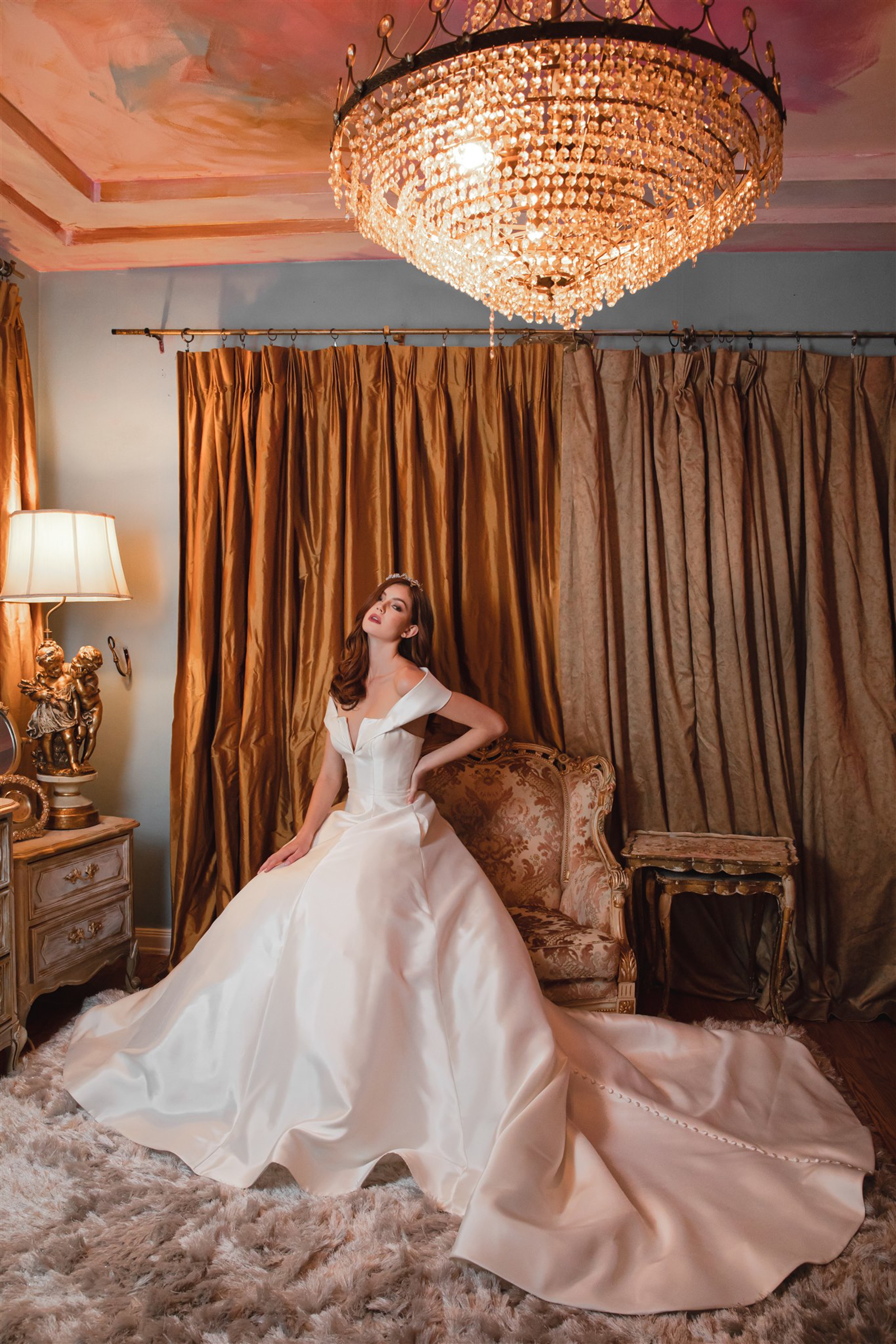 Ivory mikado wedding online dress