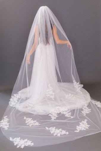 Untamed Petals Tessa Veil- Half Lace #0 default Ivory thumbnail