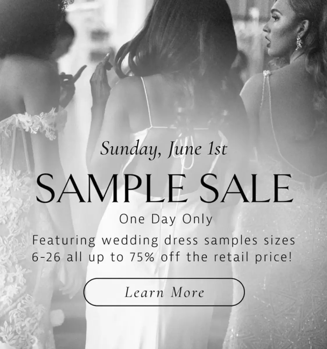 Solutions Bridal Sample Sale banner